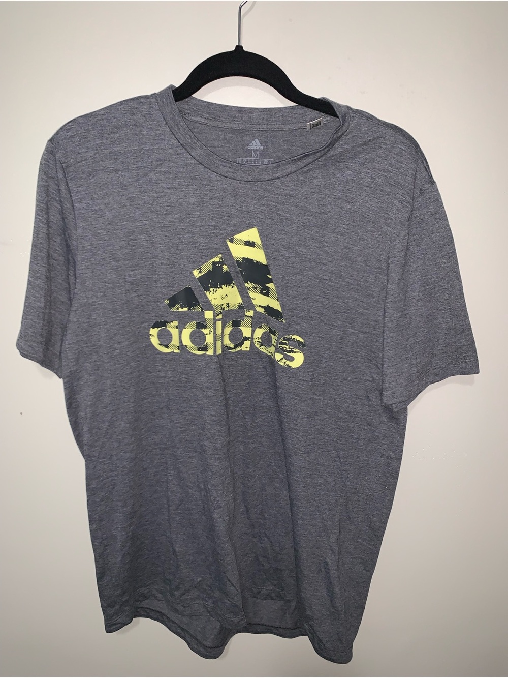 adidas Men's Heather Gray Tee with Yellow Logo